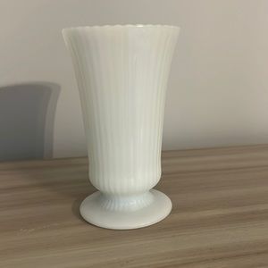 Vintage E.O. Brody M5000 - Fluted Milk Glass Pedestal Vase with Scalloped Edge